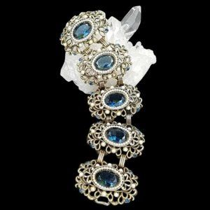 Vintage Victorian Revival Sapphire Glass Bracelet
